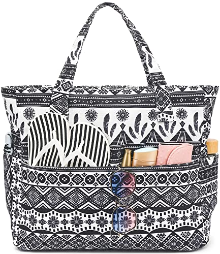 Wasserdichte Strandtasche, Pooltasche für Damen, extra groß, Sporttasche, Handgepäcktasche mit Nassfach für Wochenendreisen, Boho, X-Large, Größe XL: von BLUBOON