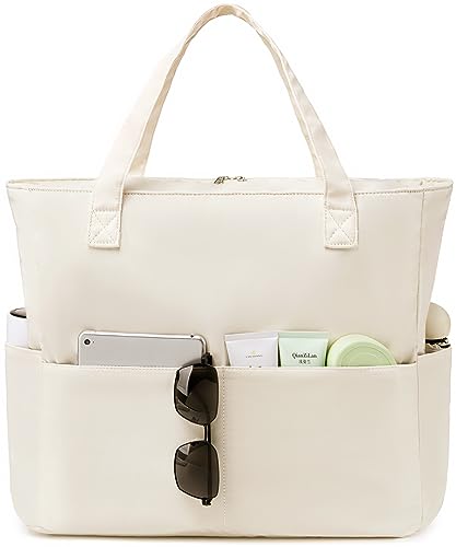 Wasserdichte Strandtasche, Pooltasche für Damen, extra groß, Sporttasche, Handgepäcktasche mit Nassfach für Wochenendreisen, Farbe: Beige, X-Large, E2032 von BLUBOON