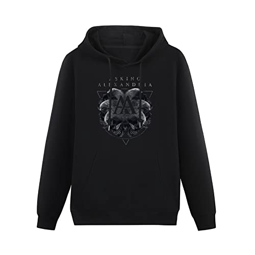 BLUE CAPTAIN Asking Alexandria Rotating Skull Reckless & Relentless Hoodies Hooded Long Sleeve Pullover Sweatshirts for Men Black L von BLUE CAPTAIN