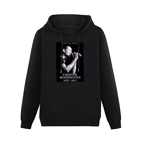 BLUE CAPTAIN Chester Bennington Hoodies Hooded Long Sleeve Pullover Sweatshirts for Men Black L von BLUE CAPTAIN