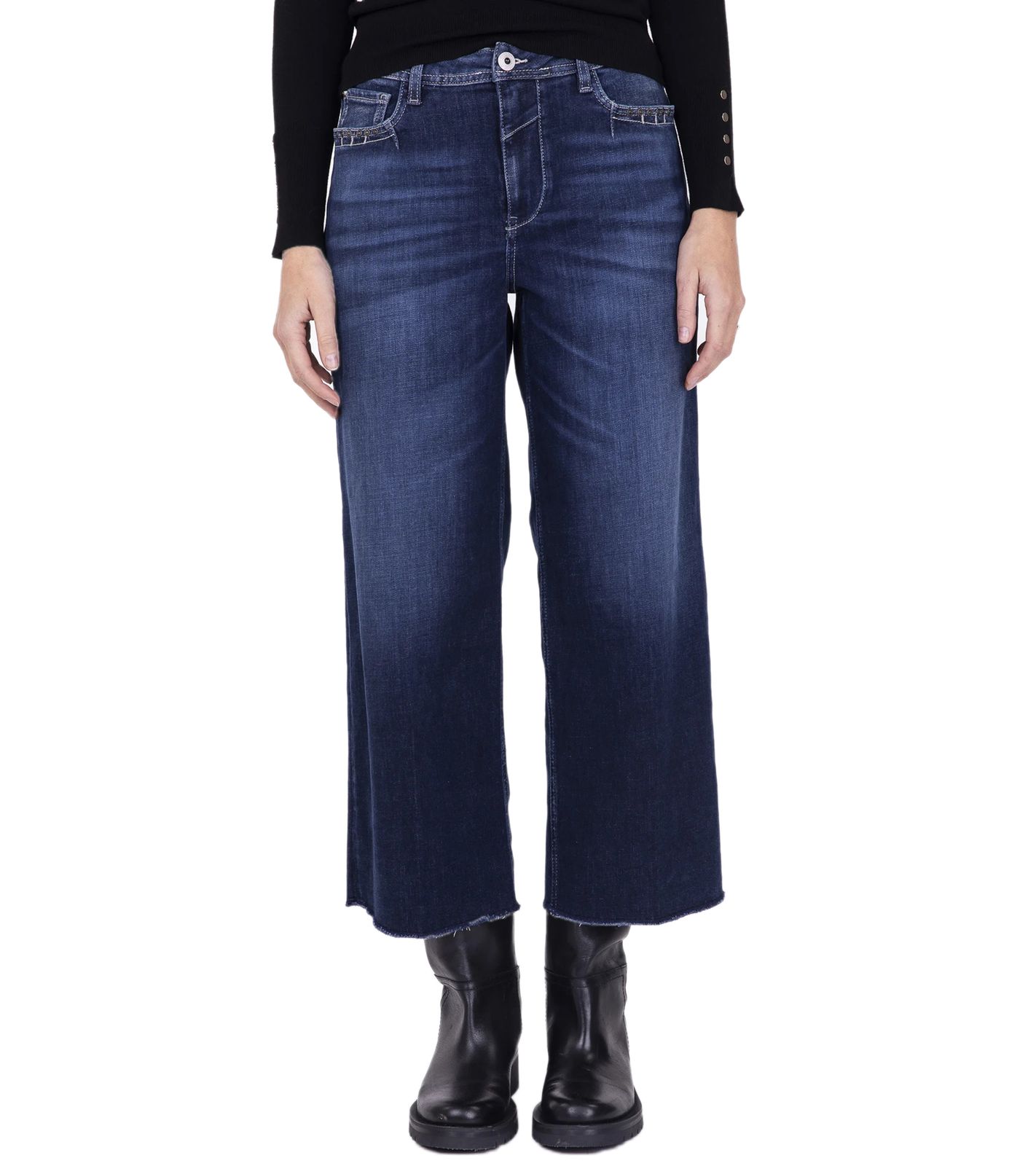 BLUE FIRE Co Judy Flare Damen Cropped-Jeans im 5-Pocket-Style High Waist Denim-Hose 11213615 Blau von BLUE FIRE Co