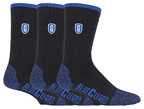 BLUE GUARD 3er Pack Herren Robust Arbeitssocken | Baumwolle Work Socken mit Verstärkt | 39-42 & 43-46 (37-42, Schwarz) von BLUE GUARD