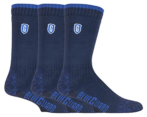 BLUE GUARD 3er Pack Herren Robust Arbeitssocken | Baumwolle Work Socken mit Verstärkt | 39-42 & 43-46 (43-45, Blau) von BLUE GUARD