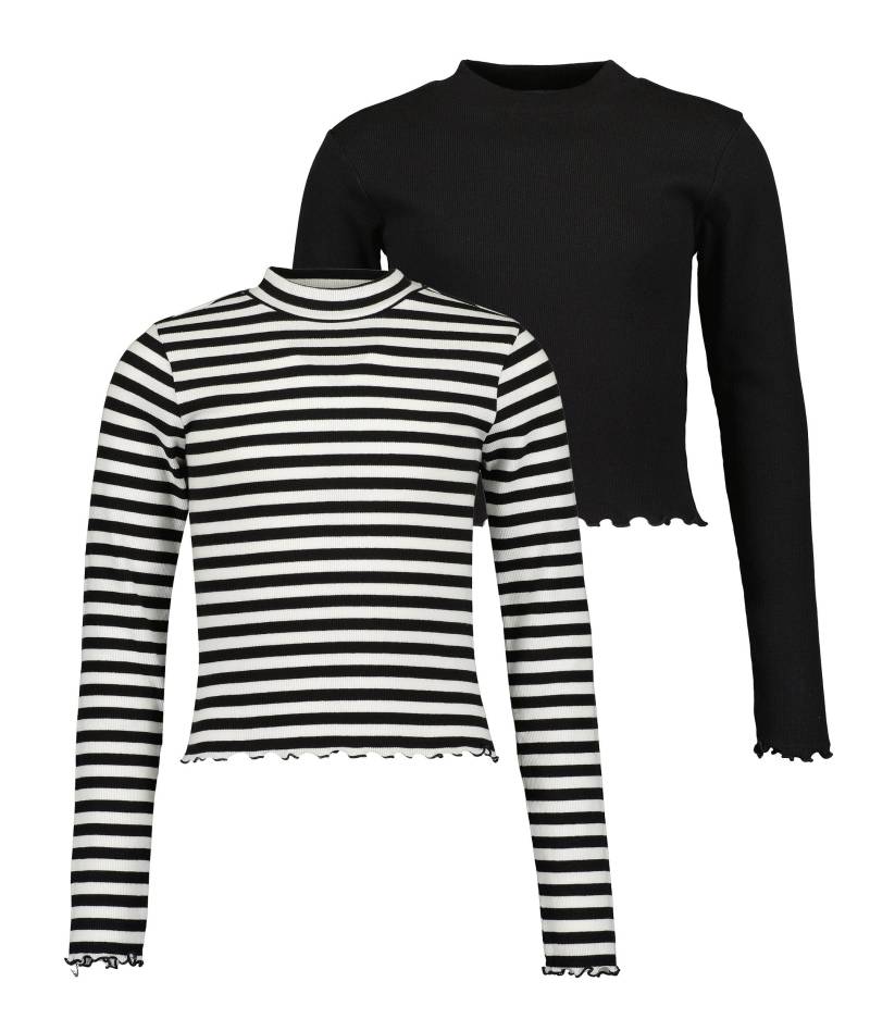 Blue Seven Langarmshirt Packung, 2 Stk. tlg. cropped und mit süßer Wellenkante am Ärmel und am Saum von BLUE SEVEN