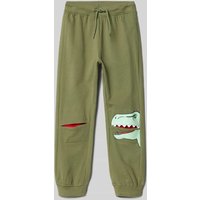 Blue Seven Relaxed Fit Sweatpants mit Motiv-Print in Oliv, Größe 92 von BLUE SEVEN