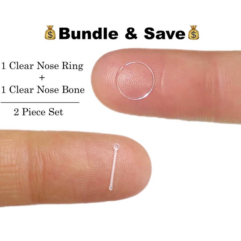 Nasenbügel Für Nasenpiercing Klar Nasenringe Ohrstecker 22G Unsichtbarer Bolzen Ohr Piercing Männer Nasenknochen Frauen von BLUEBERRYVELVETSHOP