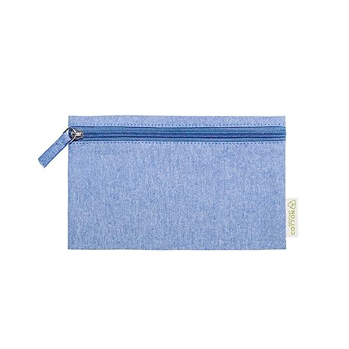 Kleine Kosmetiktasche aus 100% recycelter Baumwolle, für Damen, Reißverschluss, passender Griff, Kosmetiktasche, Reise-Make-up-Tasche, blau von BLUECHOLON