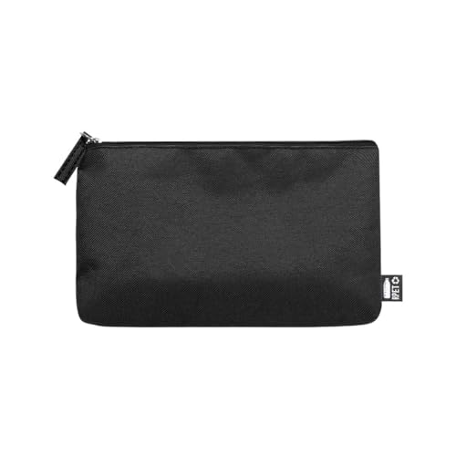 Kleine Make-up-Tasche, 100 % RPET für Damen, Reißverschluss und passender Griff, Kosmetiktasche, Reise-Make-up-Tasche, Schwarz von BLUECHOLON