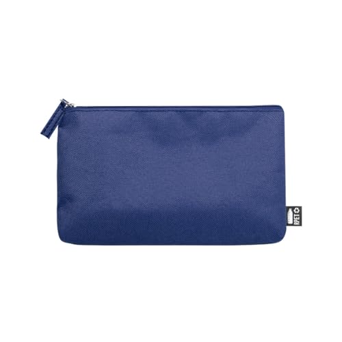 Kosmetiktasche für Damen, 100 % RPET, Reißverschluss, passender Griff, Kosmetiktasche, Reise-Make-up-Tasche, marineblau von BLUECHOLON