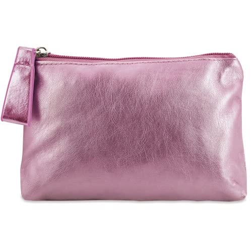Kulturbeutel aus Kunstleder für Damen, Metallic-Finish, mit Reißverschluss und Griff, Kosmetiktasche für Reisen, Rosa Kulturbeutel aus Kunstleder für Damen, Metallic-Finish, mit Reißverschluss und Griff, Kosmetiktasche für Reisen, Rosa von BLUECHOLON