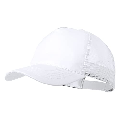 Trucker Cap, Casual Cap, Baseballmütze, 5 Paneele mit Netzstoff auf der Rückseite, verstellbar mit Kunststoffverschluss, Kappe für Herren, Damen, Sommer., weiß, 58 cm von BLUECHOLON