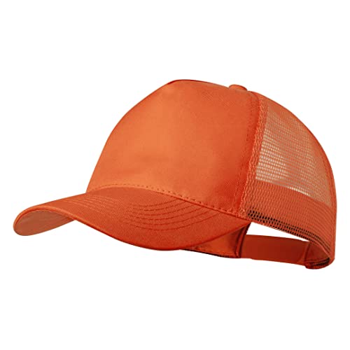 Trucker-Kappe, lässige Baseballkappe, 5 Paneele, mit Mesh auf der Rückseite, verstellbar mit Kunststoffverschluss, für Herren, Damen, Sommer., orange, 58 cm von BLUECHOLON