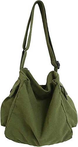 BLUEEE CHECKERS Canvas Umhängetasche Damen,Canvas Messenger Bag,Crossbody Schulter Tote Hobo Bag,Große Tasche mit mehreren Fächer,Casual Shopper Hobo Tasche für Damen und Herren von BLUEEE CHECKERS