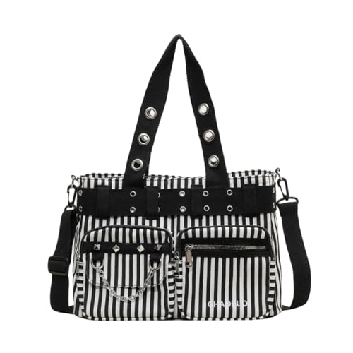 Gothic Goth Geldbörse, Punk Grunge Kuriertasche, Coole Goth Canvas Schultertasche für Damen, Weiss/opulenter Garten, Medium Gothic Goth Geldbörse, Punk Grunge Kuriertasche, Coole Goth Canvas Schultertasche für Damen, Weiss/opulenter Garten, Medium von BLUEGALA