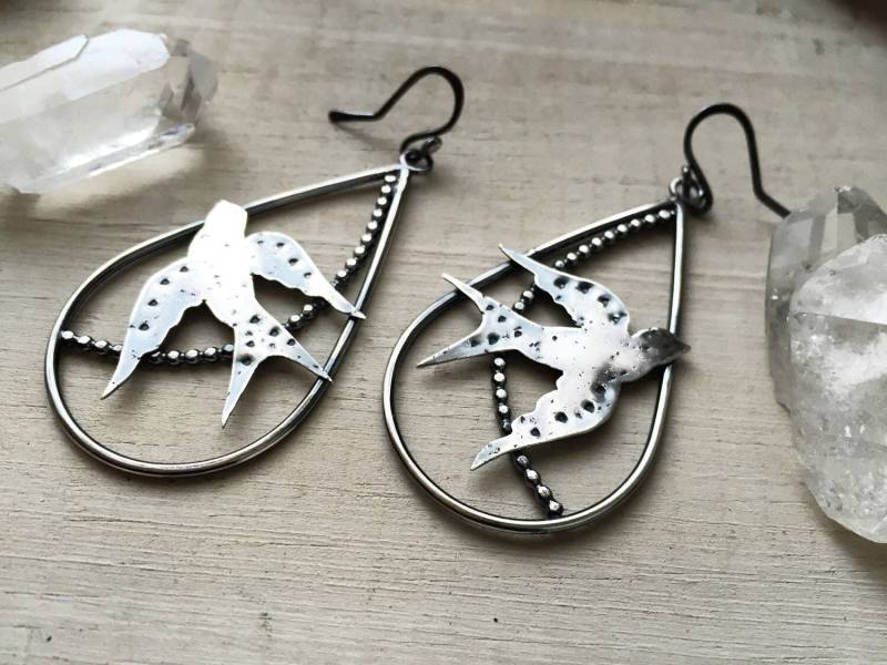 Spatz Sterling Silber Ohrringe, Vogel Baumeln Schmuck, Natur Schmuck Spatz Sterling Silber Ohrringe, Vogel Baumeln Schmuck, Natur Schmuck von BLUEskyBLACKbird