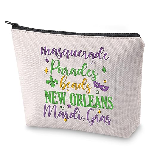 BLUPARK Mardi Gras Kosmetiktasche New Orleans Geschenk Maskerade Paraden Perlen New Orleans Karneval Make-up Tasche Karneval Geschenk, Maskerade Paraden von BLUPARK