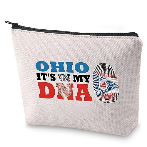 BLUPARK Ohio State Map Kosmetiktasche Ohio Souvenir Geschenk Ohio It's in my DNA Reise Make-up Tasche Ohio Liebhaber Geschenk, Ohio DNA von BLUPARK