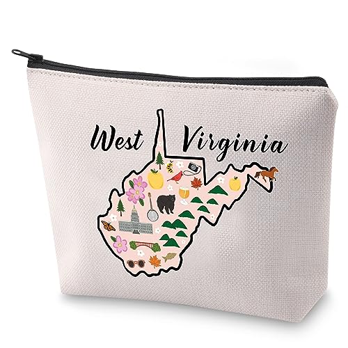 BLUPARK West Virginia Karte Kosmetiktasche WV Geschenk West Virginia Reise Make-up Tasche Geschenk für West Virginia Liebhaber, West Virginia von BLUPARK