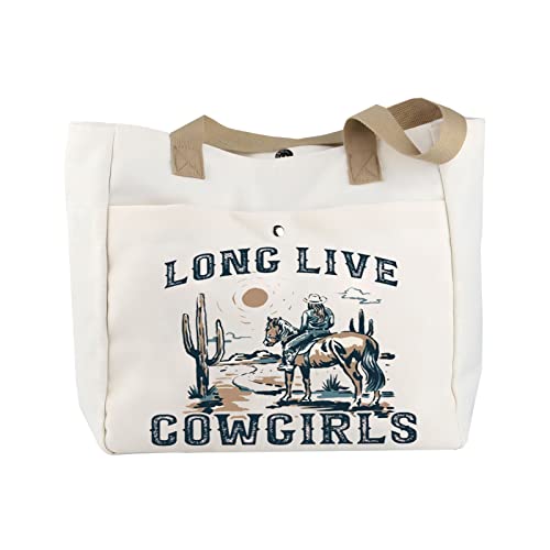 BLUPARK Western Country Southern Cowgirls Geschenk Western Women Long Live Cowgirls Kosmetiktasche Westerntaschen Western Rodeo, Cremeweiß, Large, Long Live Cowgirl to von BLUPARK