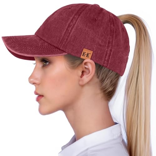 BLURBE Baseball Cap Für Pferdeschwanz - Washed Vintage Baseballkappe， Unisex Einstellbar Ponytail Baseballmütze UV Sonnenhut Coole Mütze Hip-Hop Cap Sport Mütze von BLURBE