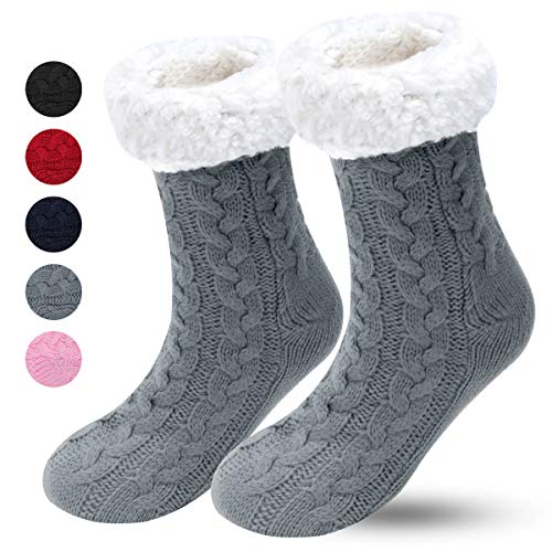 BLURBE Kuschelsocken Damen mit Abs Sohle - Stoppersocken Dame Hüttensocke Wintersocken Weiche Damen Flauschige socken Weihnachtssocken damen 35-40 von BLURBE