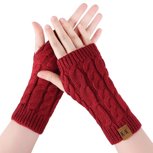 BLURBE Fingerlose Handschuhe Damen - Winter Armstulpen Pulswärmer Stricken Damen Halb Fingerlose Handschuhe Fäustlinge Kurzer für Frauen Männer von BLURBE