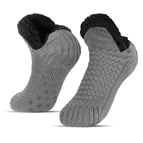 BLURBE Hausschuhsocken für Damen – Flauschige Wintersocken mit Strickfleecefutter, rutschfeste, warme und gemütliche Haussocken von BLURBE