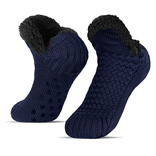 BLURBE Hausschuhsocken für Damen – Flauschige Wintersocken mit Strickfleecefutter, rutschfeste, warme und gemütliche Haussocken von BLURBE