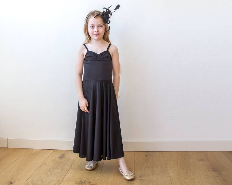 Schwarz Ballerina Kleid Mädchen Blumenmädchen Maxi von BLUSHFASHION