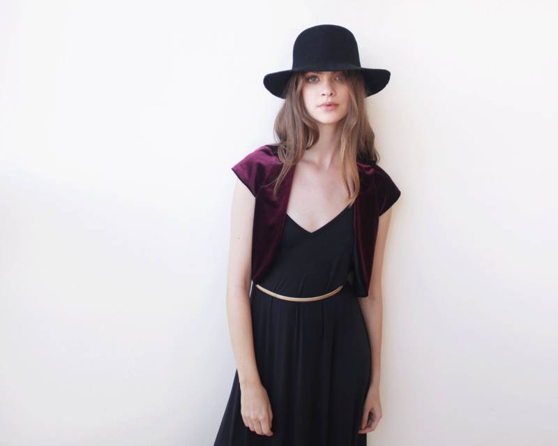 Weinroter Samt Bolero , Samt-Kurzarmjacke #2028 von BLUSHFASHION