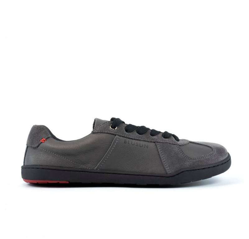 BLUSUN BLSN-200W Damen Sneaker aus Glattleder und Veloursleder dark grey Barfußschuh von BLUSUN