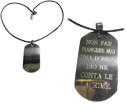 BLUSUPERSHOP Anhänger aus Stahl, Farbe Silber, Militärkennzeichen 5,5 x 3 cm, personalisierbar mit Satz 45 Karat, inklusive Seil 47 cm, taglia unica, Stahl, ohne von BLUSUPERSHOP