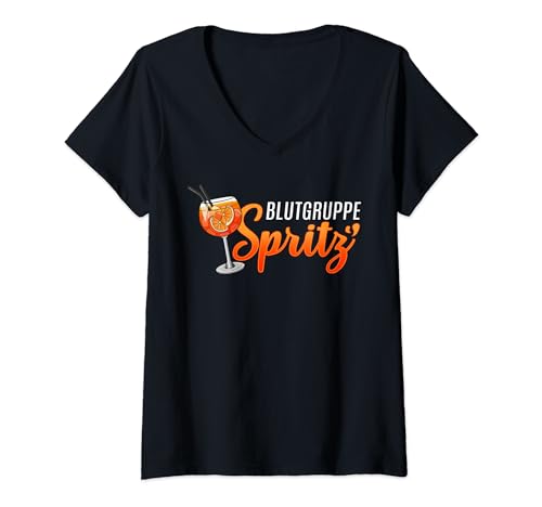 Damen BLUTGRUPPE SPRITZ X HALLÖCHEN APERÖLCHEN - APEROLIKER CLUB T-Shirt mit V-Ausschnitt Damen BLUTGRUPPE SPRITZ X HALLÖCHEN APERÖLCHEN - APEROLIKER CLUB T-Shirt mit V-Ausschnitt von BLUTGRUPPE SPRITZ - APEROLLIN' SPRITZ CLUB