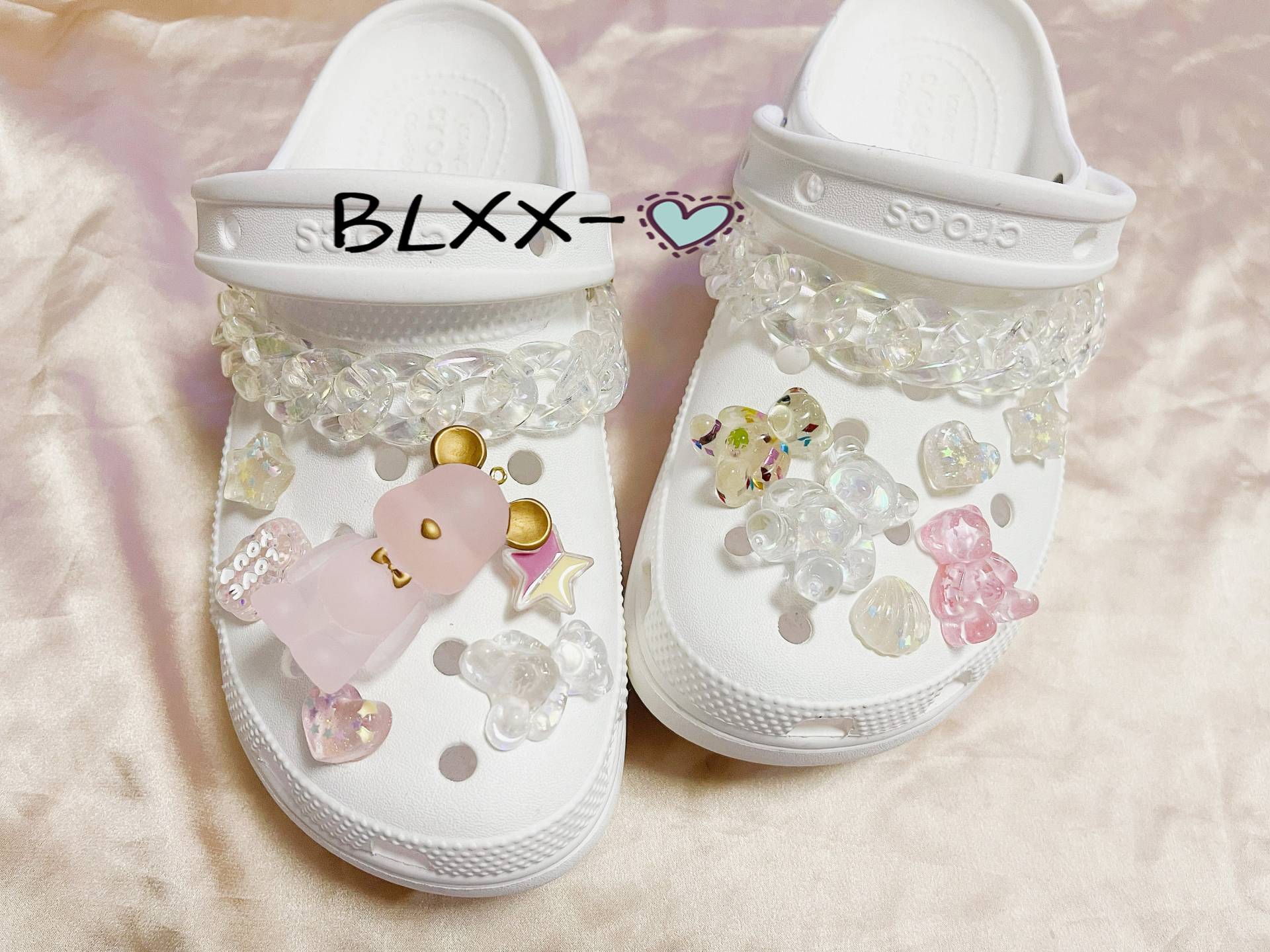 Rosa Stil Clog Charms Set Von 14 Mit Kette, Süße Bär Für Schuh Zubehör Dekoration Geschenk Mädchen Frauen von BLXXs