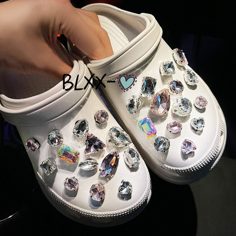 strass Clog Charms Set Von 28, Weiß & Rosa Bling Diamant Schuh Charm Zubehör Für Dekoration Geschenk Mädchen Frauen von BLXXs