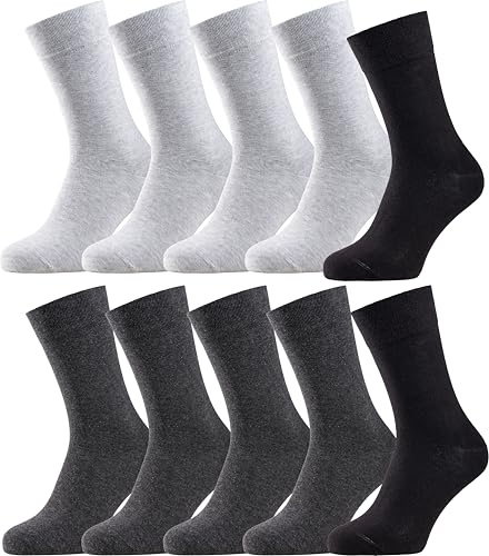BLYSS247 10 Paar Mixbox Unisex Business Socken aus Baumwolle und nicht einschneidenden Bündchen (Größe 47-50, Regular Fit, Farbe: Anthrazit, Schwarz, Hellgrau) von BLYSS247