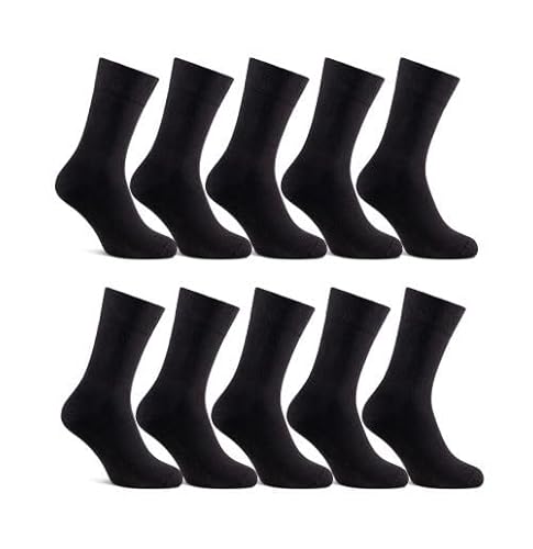 BLYSS247 10 Paar Unisex Business Socken aus Baumwolle und nicht einschneidenden Bündchen (Größe: 36-38, Regular Fit, Farbe: Schwarz) von BLYSS247