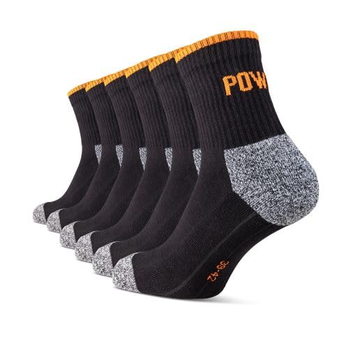 BLYSS247 Arbeits-Socken Unisex 6 Paar – Perfekter Halt & hoher Komfort – Doppelt verstärkte Ferse & Spitze – Atmungsaktiv & nahtlos – Socken Arbeit Herren Damen (47-50, schwarz) von BLYSS247
