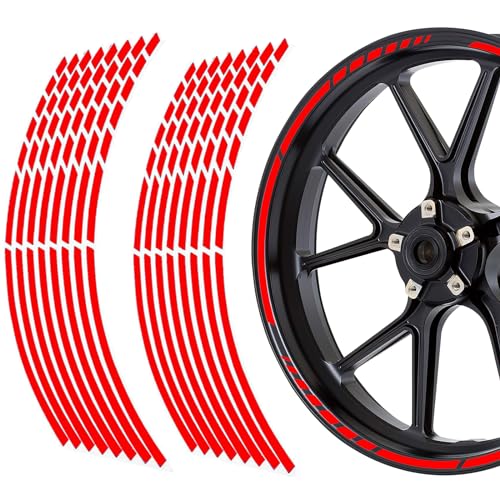 16 Teilig Komplett Passend Für 18" Felgenaufkleber Motorrad (Rot) von BLeezm