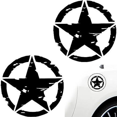 2 Stück Autoaufkleber Sterne, 15 cm Aufkleber Sterne Schwarz 4x4 Off Road Army Stern Militär Zerstört Military Star US Army Aufkleber für Auto oder Motorrad (Schwarz) von BLeezm