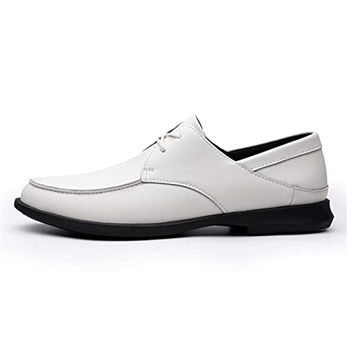 BMBFLZN Herren Anzugschuhe Formale Schuhe for Herren mit Schnürung, runder Schürzenzehe, atmungsaktivem Leder, rutschfest, niedrigem Oberteil, rutschfestem Business (Color : Weiß, Size : 40 EU) von BMBFLZN