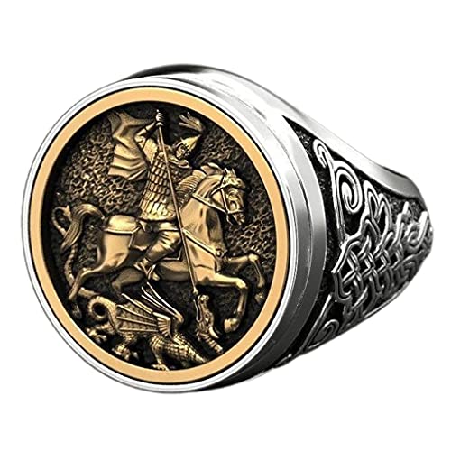 BMBN Ring, Neuheit Männer Siegelringe Saint George Portrait Römischer Soldat Ring Handgefertigt Einzigartigen Stil Schmuck Ring Geschenke Silber BMBN Ring, Neuheit Männer Siegelringe Saint George Portrait Römischer Soldat Ring Handgefertigt Einzigartigen Stil Schmuck Ring Geschenke Silber von BMBN