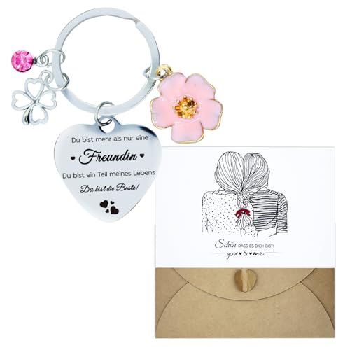 BMGRKYQX Schlüsselanhänger für Damen Beste Freundin Geschenke für Frauen Schlüsselanhänger mit Grußkarte von BMGRKYQX