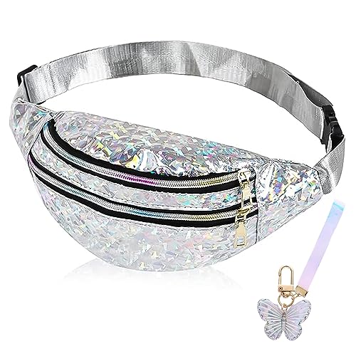 Bauchtasche Kinder Gürteltasche Mädchen Bauchtasche bunt Bauchtasche Damen Glitzer Kinder Bauchtasche Mit Mode Wasserdicht Fügen einen Schmetterlings Schlüsselanhänger hinzu Holographic Jugendliche von BMHNQ