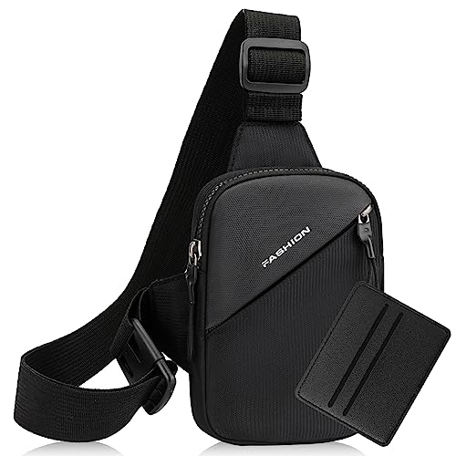 Sling Bag Herren Brusttasche Chest Crossbody Bag Crossover Bag Umhängetasche Herren Klein Damen Wasserdicht Schultertasche Männer Brusttasche Für Männer Frauen Reise Wandern Radfahren Laufen Schwarz von BMHNQ