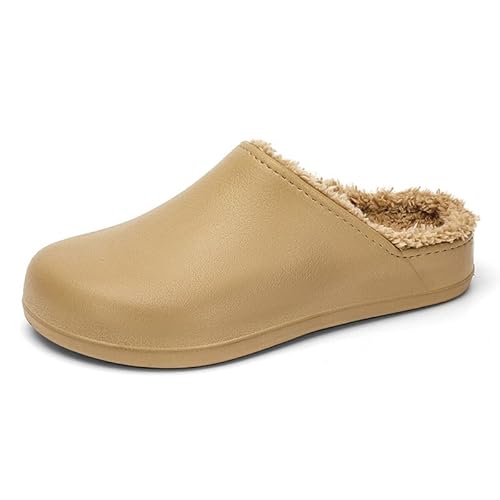 BMINFEE Herren Garten Clogs Gefüttert Damen Winter Slipper Eva Slip-On wasserdicht Innen- und Außenbereich Khakicotton40 von BMINFEE