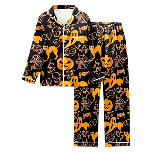 BMKKTOP Halloween kurzer Schlafanzug Damen kurz Baumwolle Zweiteiliger Pyjama Set Kurzarm nachtwäsche wimperndruck Sleepwear Hausanzug Loungewear musselin Hose kurzgröße Sommer ärmellos von BMKKTOP