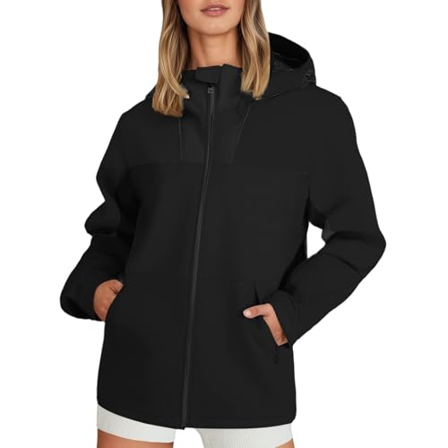 BMKKTOP Trenchcoat Damen Regenjacke wasserdicht Outdoorjacke atmungsaktiv Herbst übergangsjacke leichte Jacke mit Kapuze Windbreaker zum wandern Reisen treking Fahrrad wintermantel lang leicht Parka von BMKKTOP