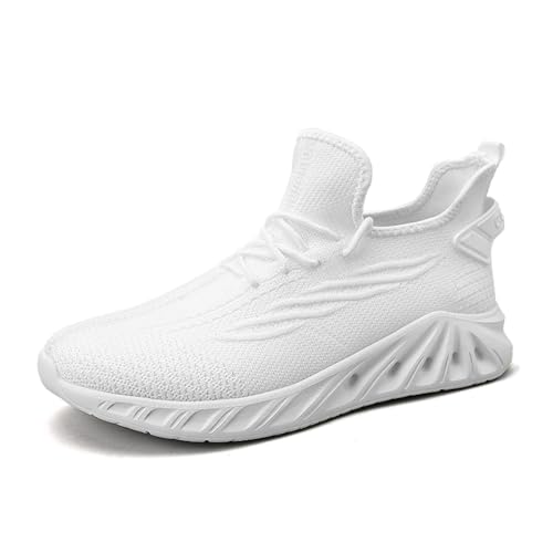 BMKKTOP Weisse Sneakers Herren barfußschuhe Damen barfuss Schuhe Sneaker Sportschuhe Traillaufschuhe Turnschuhe Freizeitschuhe barfussschuhe Strandschuhe Leder echt 45 von BMKKTOP