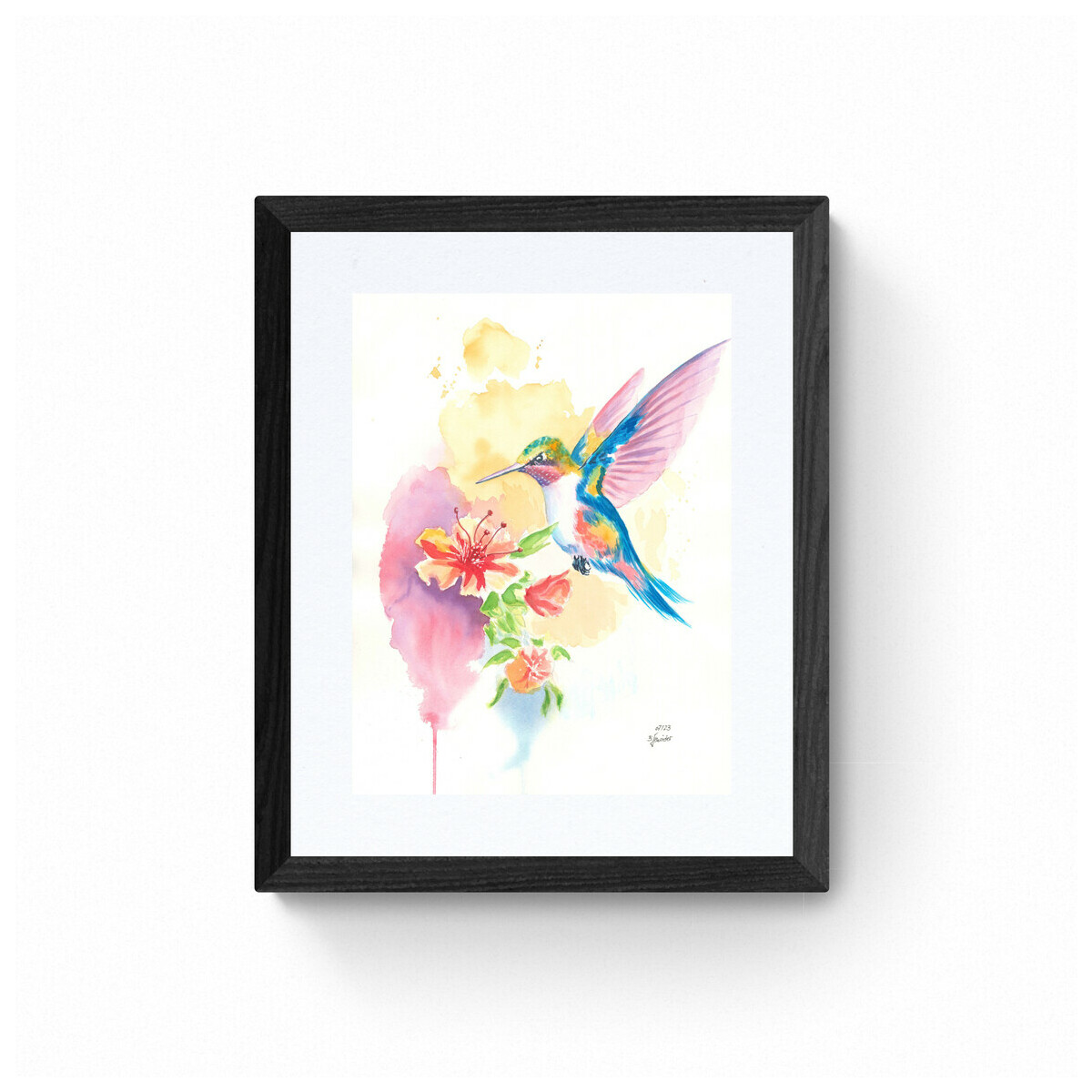 Kunstdruck vom Original Aquarell -Kolibri- 30x40cm von BMS.ART